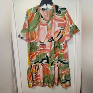 2/$10 Flowy top silky floral tunic plus 0x